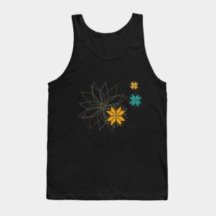 Blooming flowerdesign made of shining geometrical elements in gold and mint Tank Top